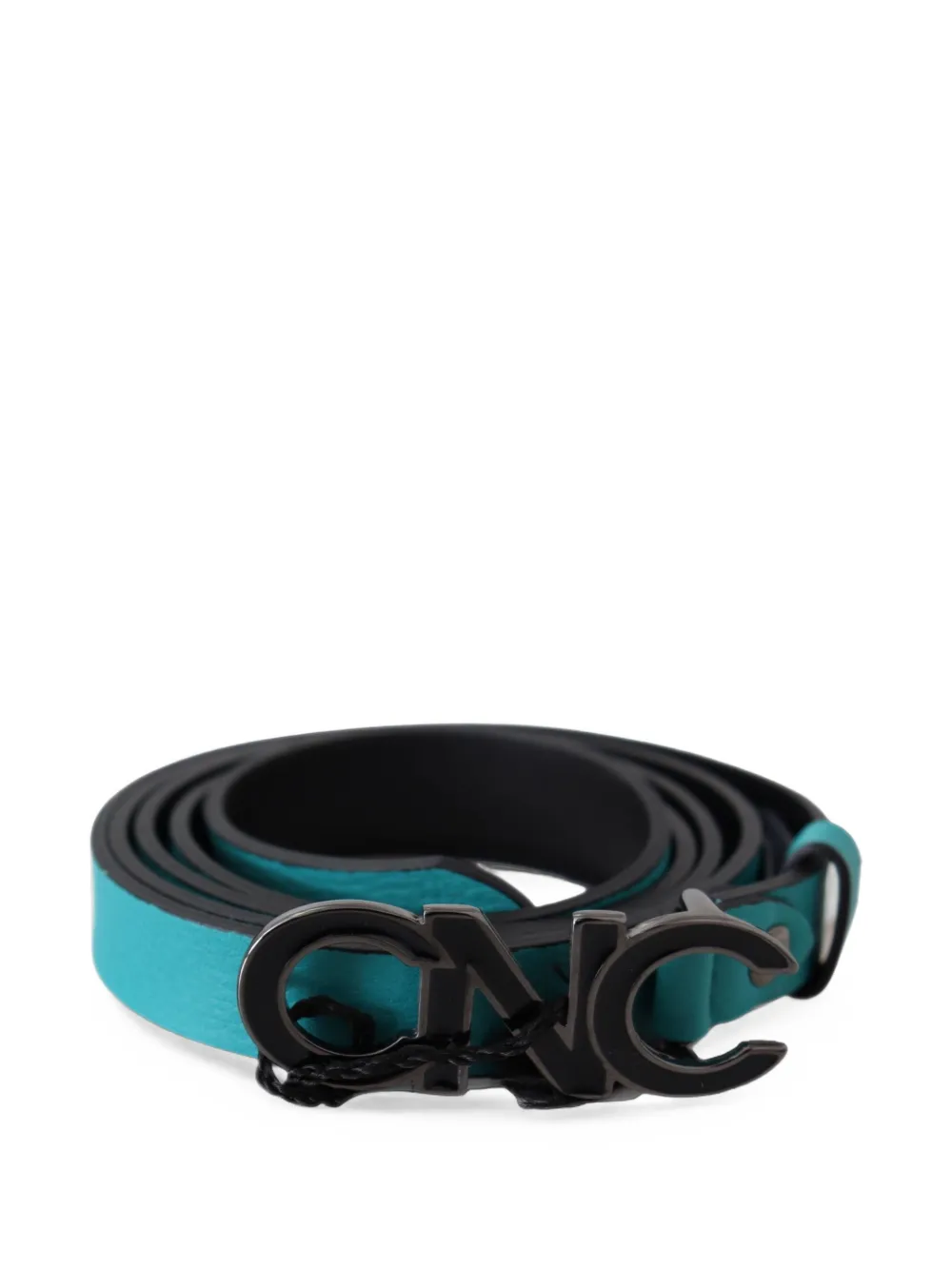Costume National Leren riem met logogesp Blauw