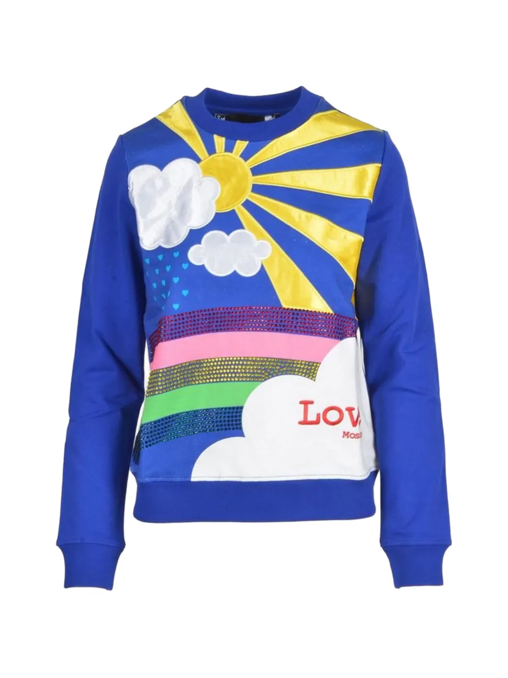 Love Moschino rhinestone-embellished crew-neck sweatshirt - Blu