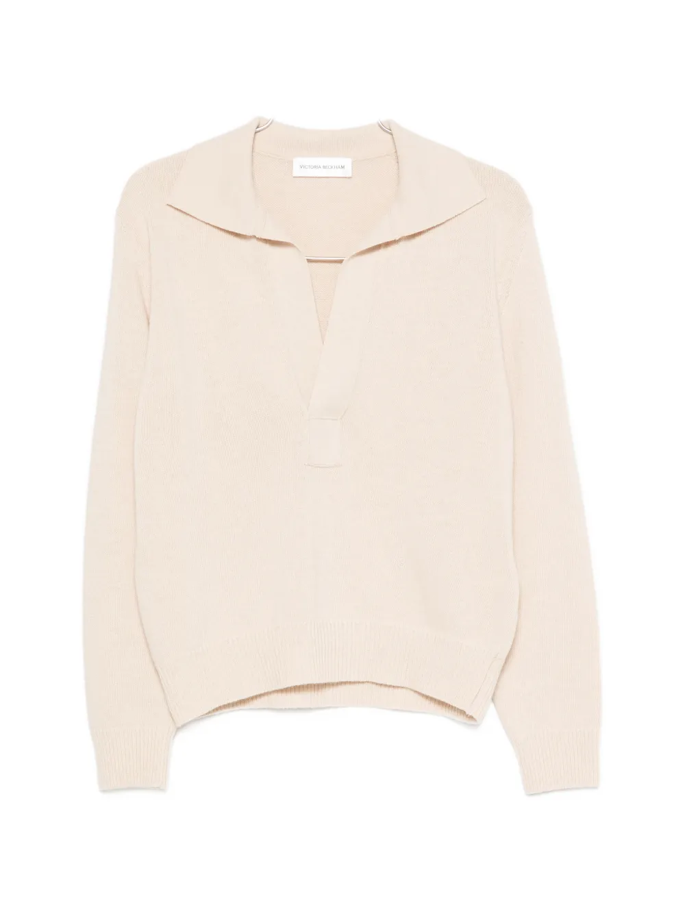 Victoria Beckham polo-collar V-neck wool sweater - Toni neutri