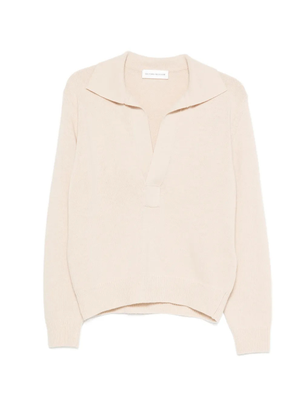 Victoria Beckham polo-collar V-neck wool sweater - Neutrals