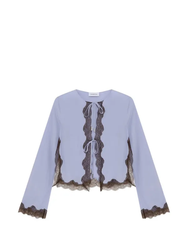 16Arlington Filipa Lace-trim Cardigan in Purple