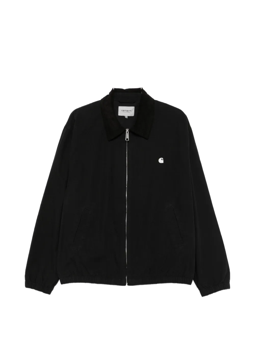 Carhartt WIP Madison logo-embroidered corduroy-collar zip-up ripstop cotton jacket - Schwarz