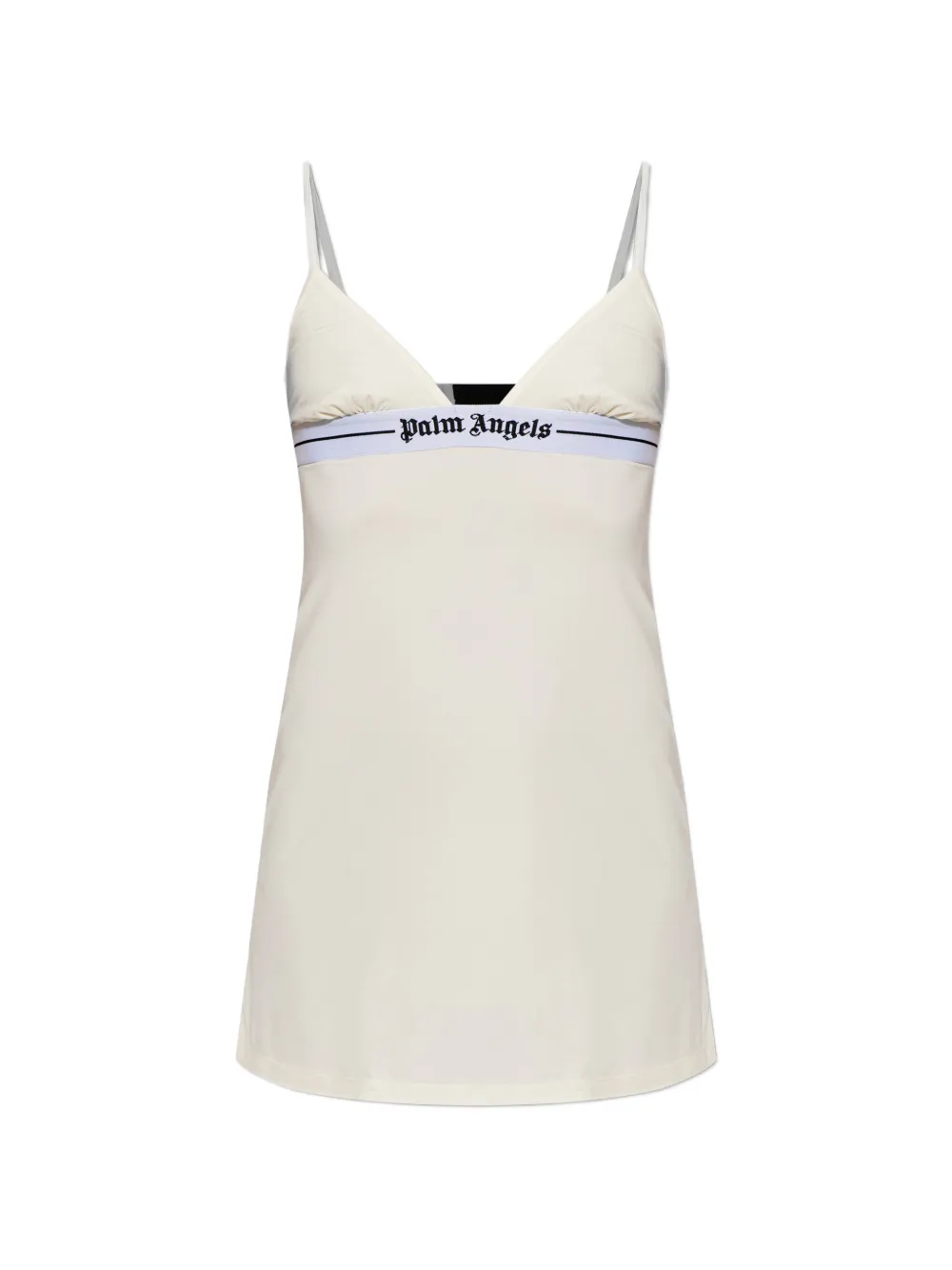 Palm Angels logo-print spaghetti-strap slip mini dress - Toni neutri