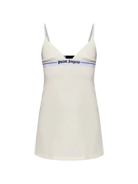 Palm Angels logo-print spaghetti-strap slip mini dress