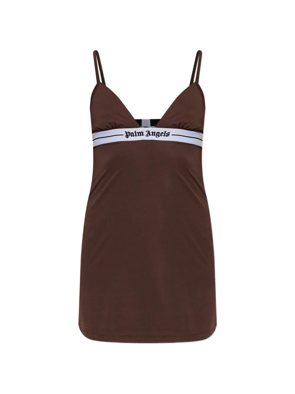 Palm Angels logo-tape slip mini dress - Marrone