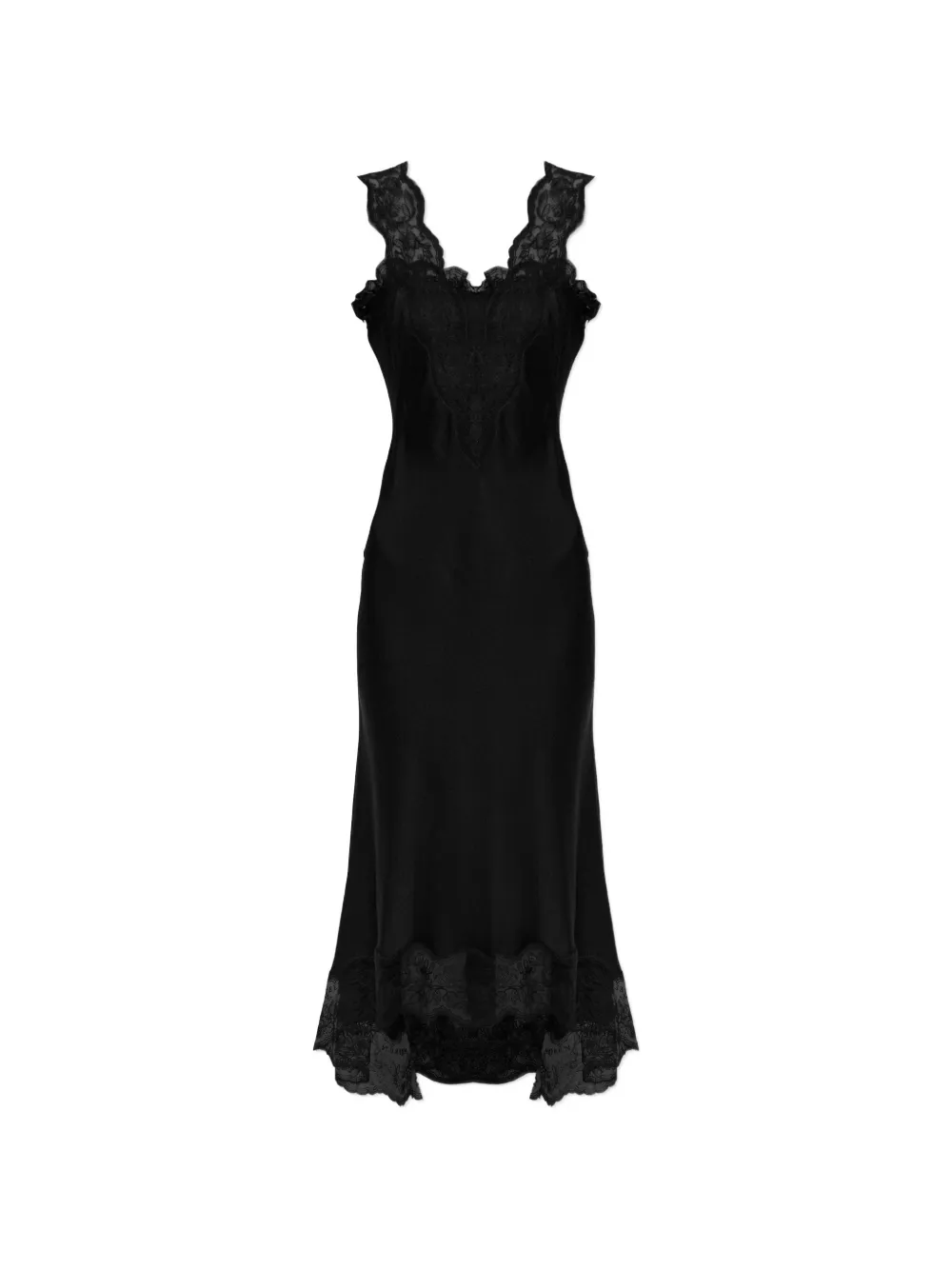 Alexander McQueen lace-trim sleeveless midi dress - Nero