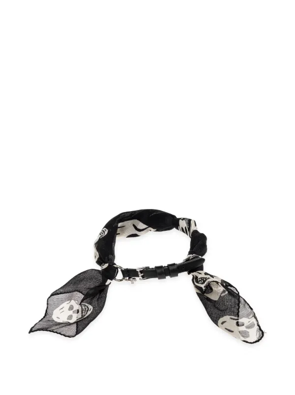 Alexander McQueen Skull Scarf Double Wrap Bracelet in Black