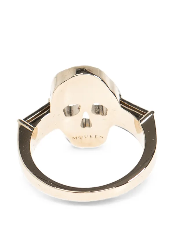 Alexander McQueen Pavé Skull Ring In Pale gold-finish | Gold