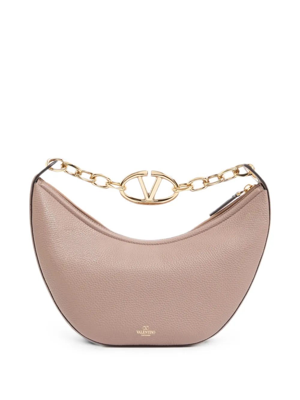 Valentino Garavani Kleine VLogo Moon schoudertas van korrelig kalfsleer met ketting Roze