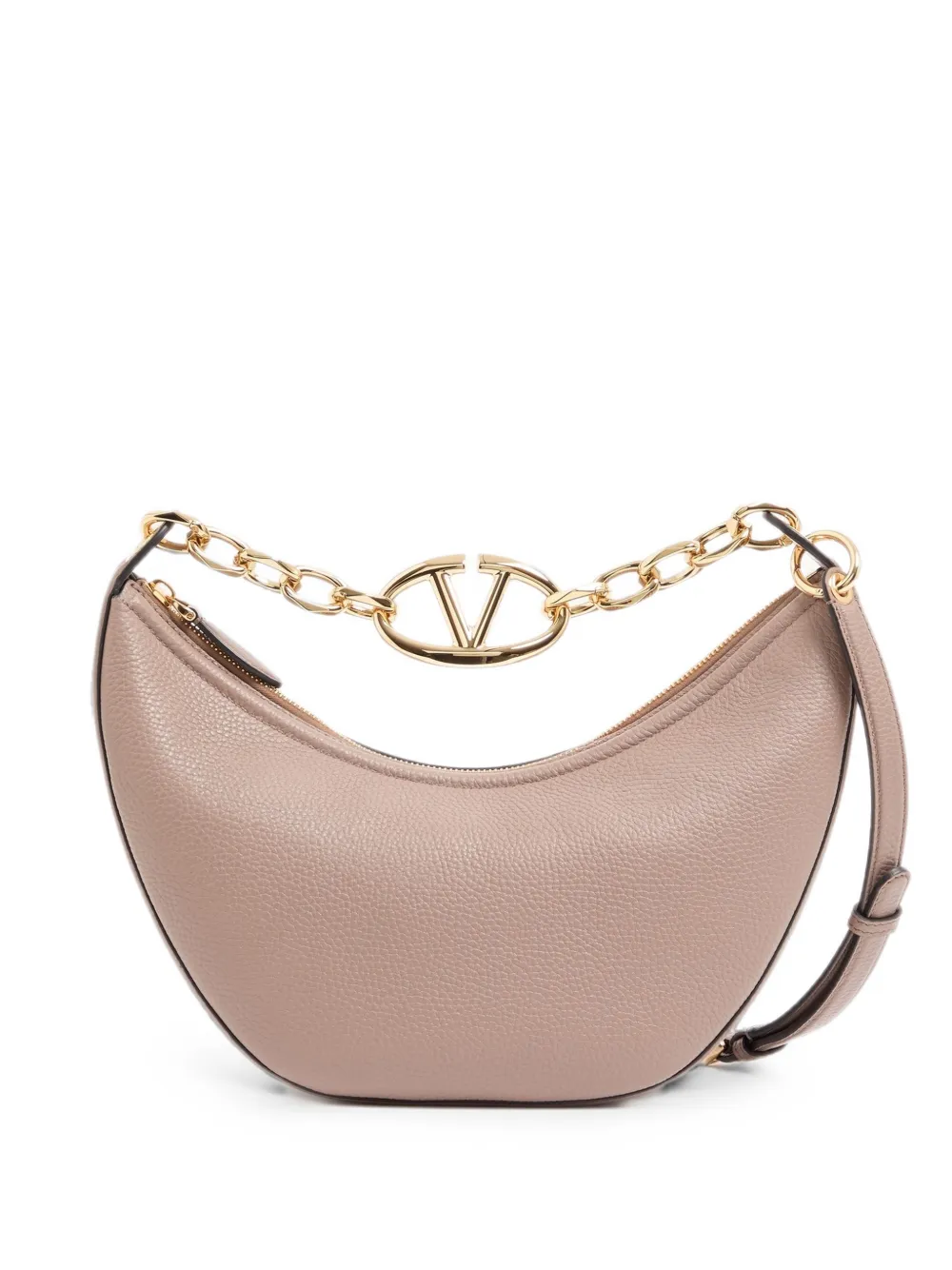Valentino Garavani VLogo Moon small shoulder bag in grainy calfskin with chain - Rosa