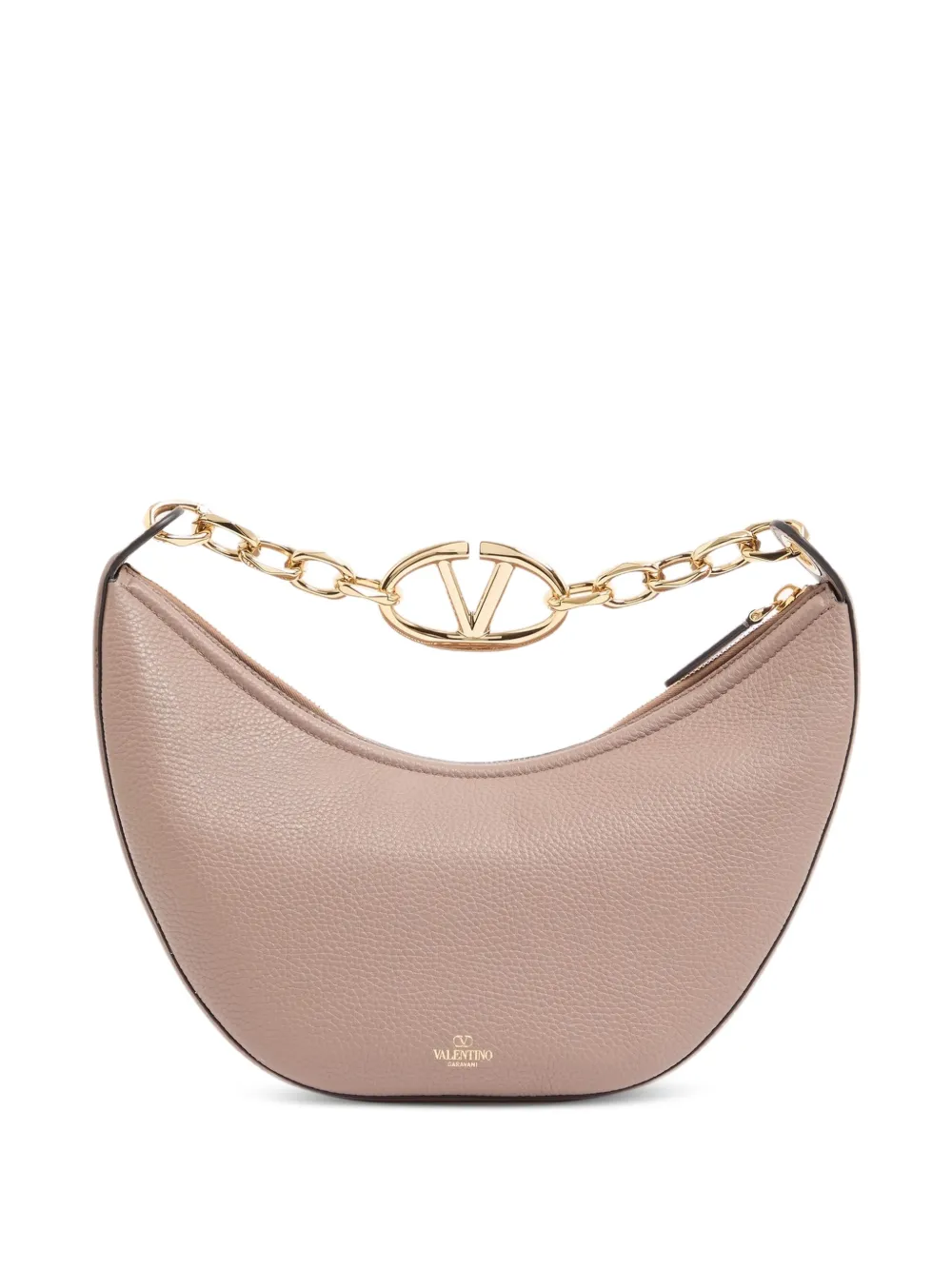 Valentino Garavani VLogo Moon small shoulder bag in grainy calfskin with chain - Rosa