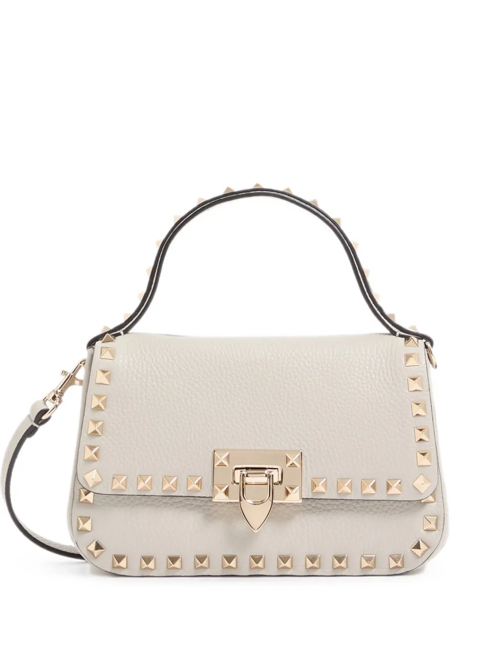 Valentino Garavani Rockstud small handbag in grainy calfskin - Grigio