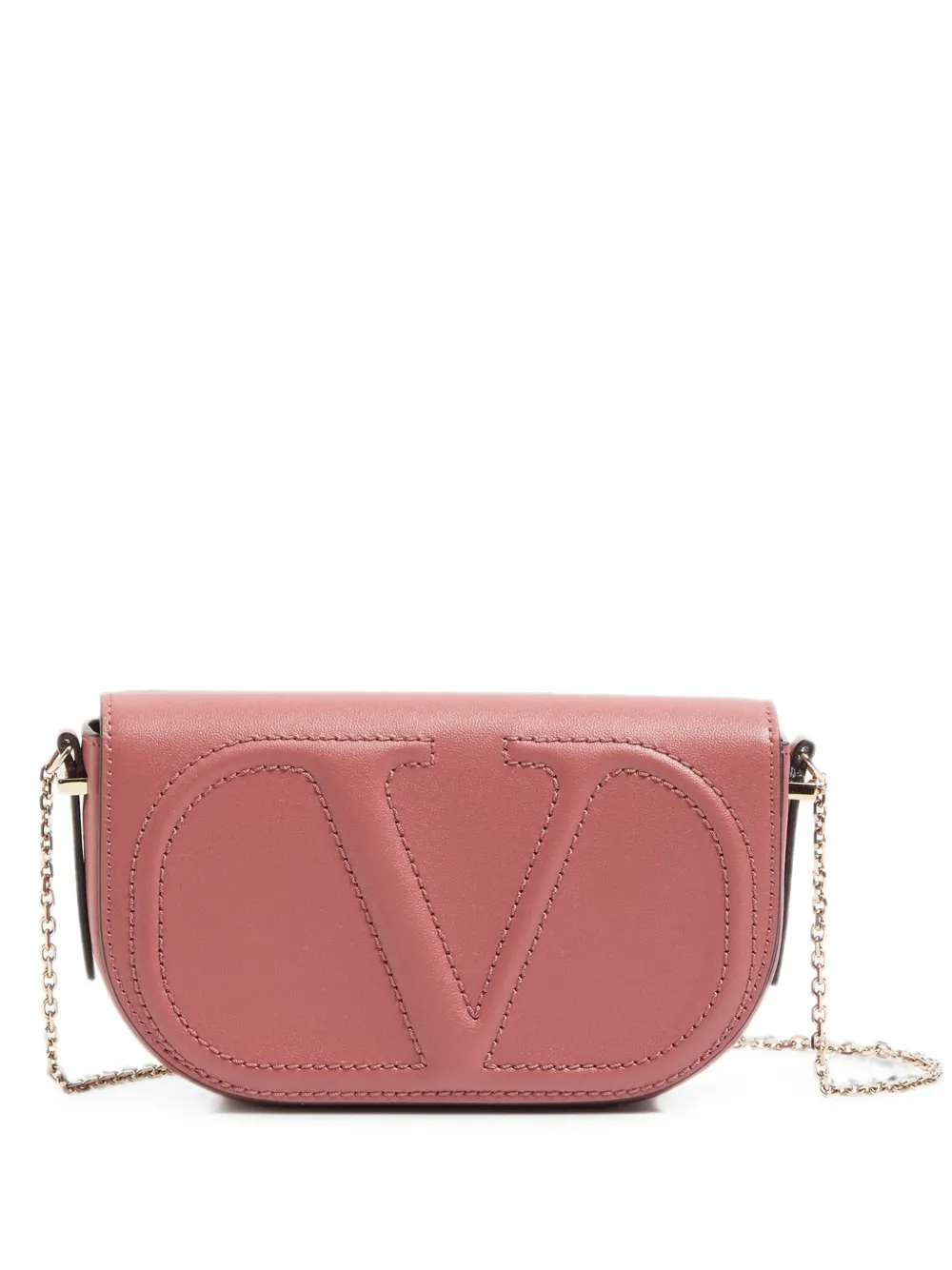 Valentino Garavani VLogo Walk chain pouch in calfskin - Rosa