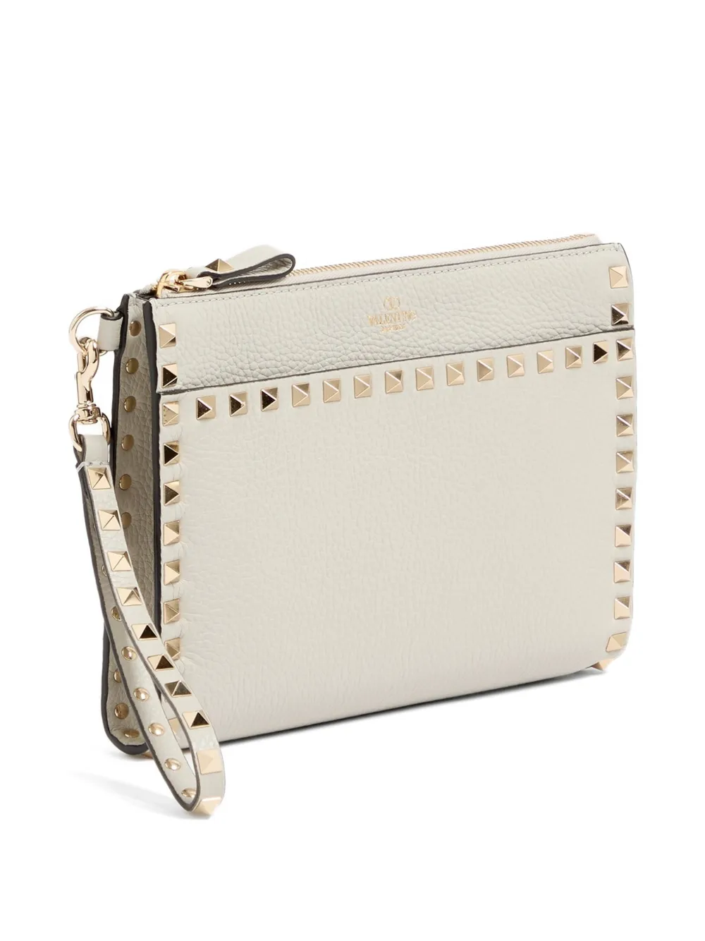 Valentino Garavani Rockstud buidel van korrelig leer Grijs