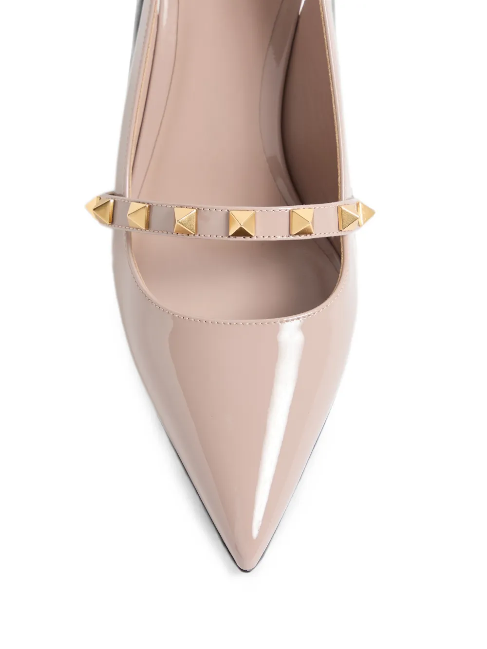 Valentino Garavani Rockstud slingback pumps with patent leather sculptural heel Roze