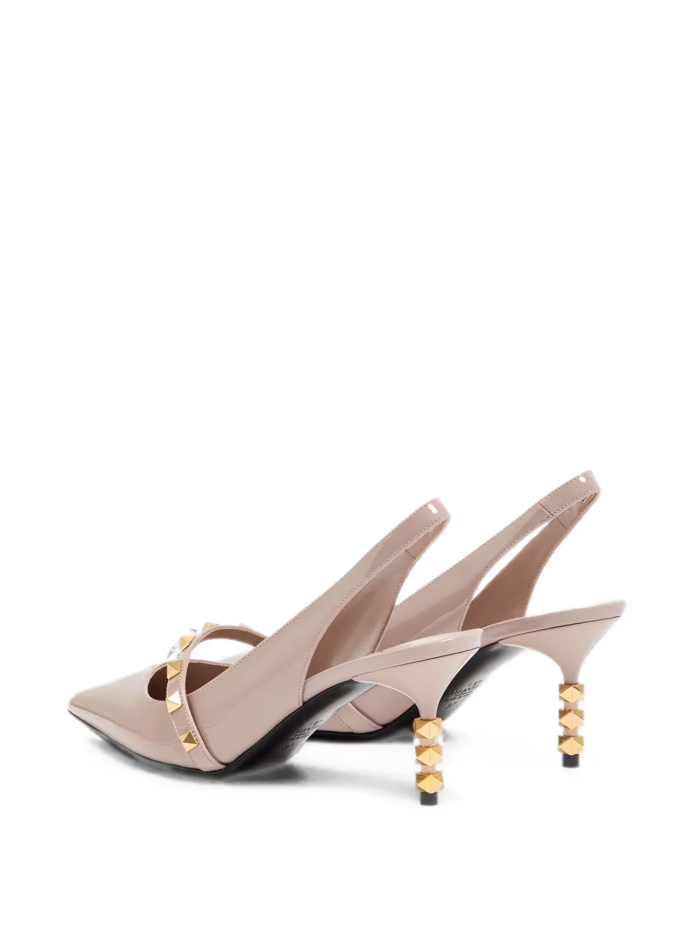 Valentino Garavani Rockstud slingback pumps with patent leather sculptural heel Roze
