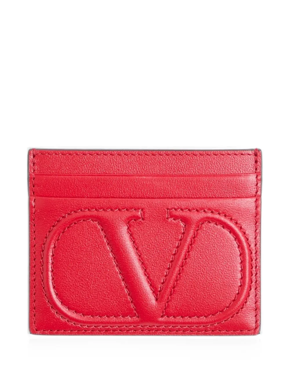 Valentino Garavani VLogo Walk card holder in calfskin - Rosso