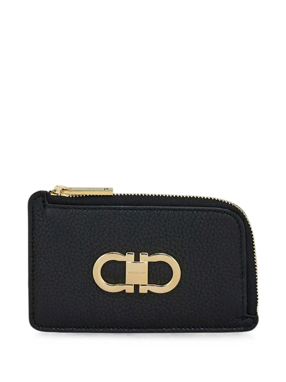Ferragamo Gancini hammered card holder - Schwarz