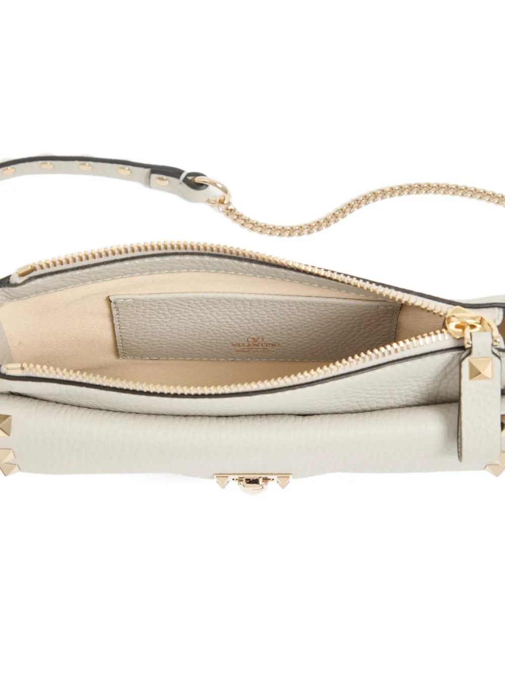 Valentino Garavani Rockstud Chain buidel van korrelig leer Grijs