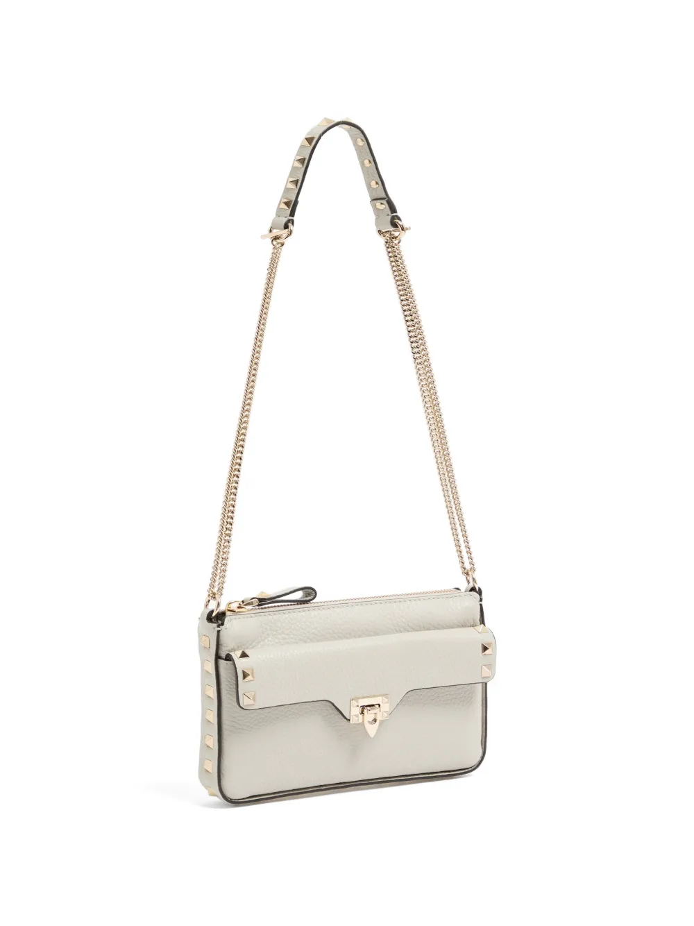 Valentino Garavani Rockstud Chain buidel van korrelig leer Grijs