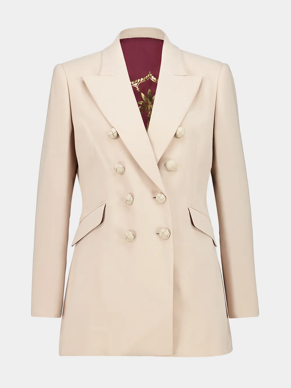 Johanna Ortiz Herencias Del Alma palm tree-embroidered double-breasted jacket - Neutrals