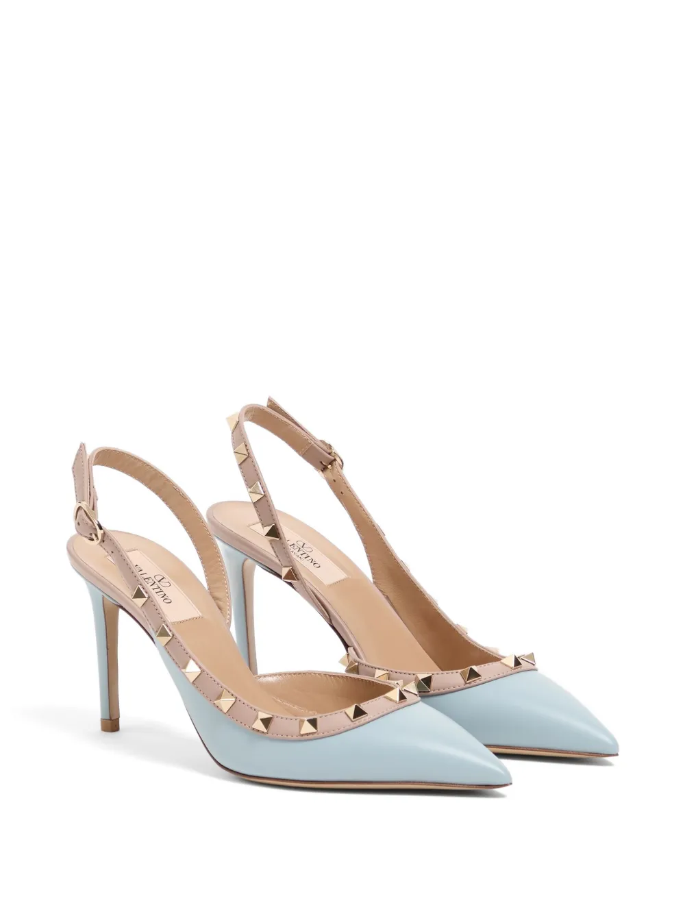 Valentino Garavani Rockstud slingback calfskin pumps 85mm Blauw