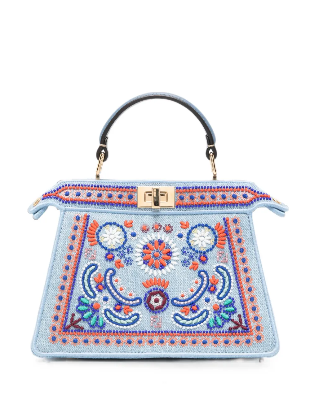FENDI Peekaboo ISeeU bead-embellished tote bag - Blu