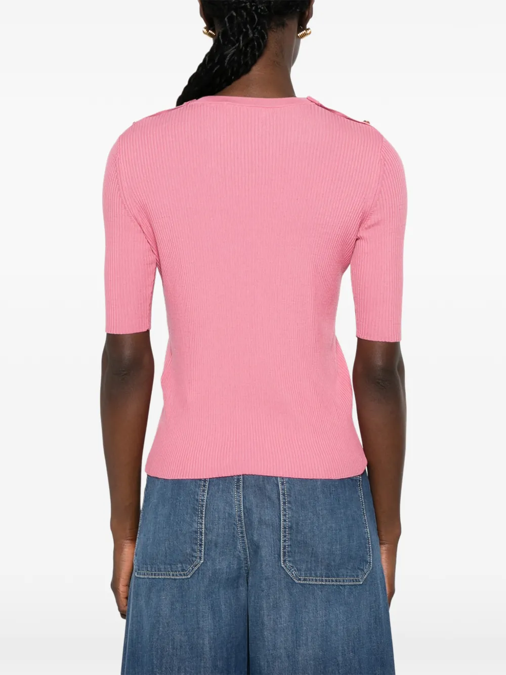 'S Max Mara Geribbelde trui met knoopdetail Roze