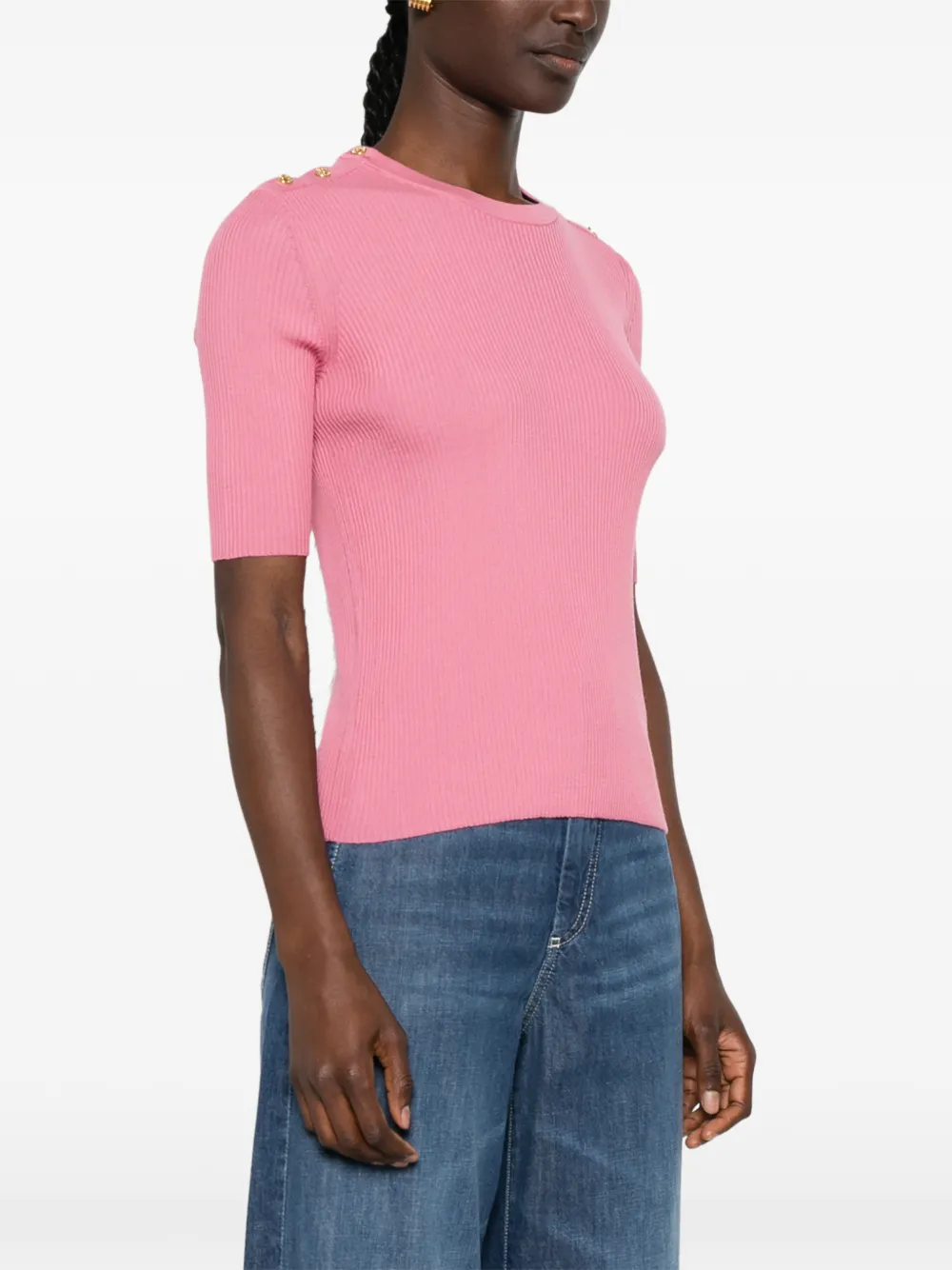 'S Max Mara Geribbelde trui met knoopdetail Roze