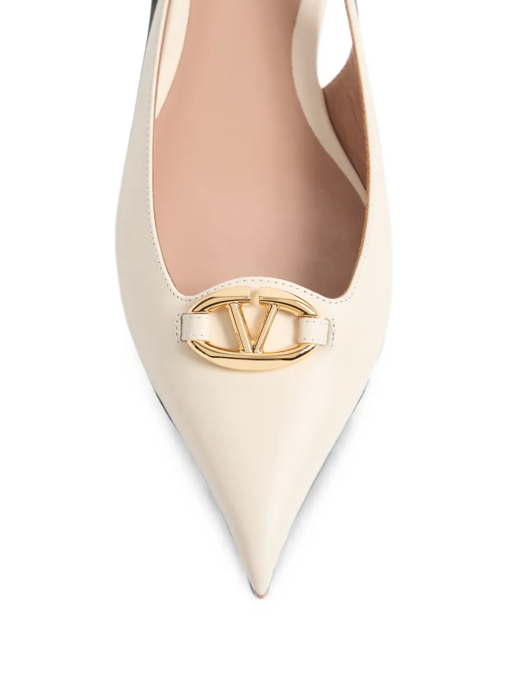 Valentino Garavani VLogo The Bold Edition calfskin slingback ballerina Beige