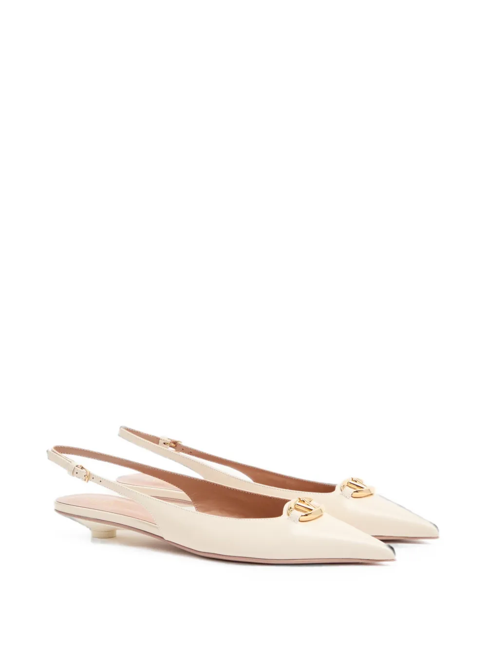 Valentino Garavani VLogo The Bold Edition calfskin slingback ballerina Beige