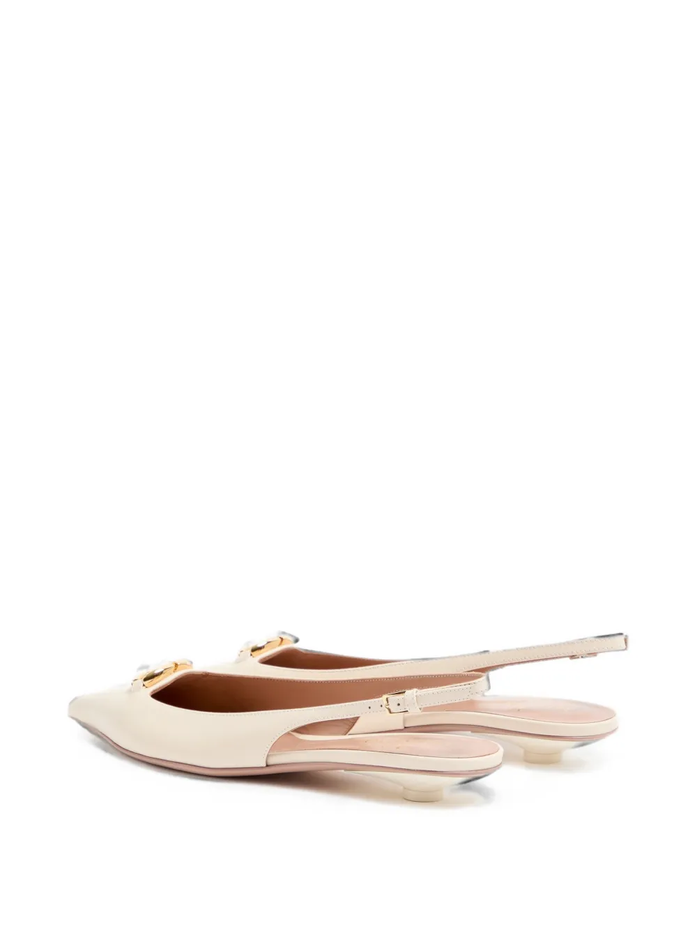 Valentino Garavani VLogo The Bold Edition calfskin slingback ballerina Beige