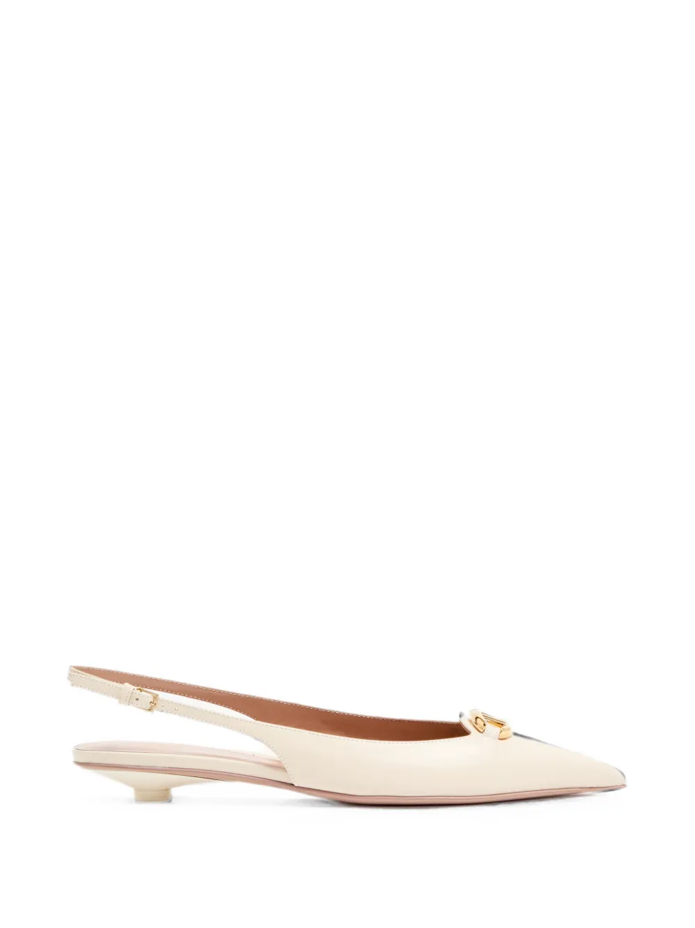Valentino Garavani VLogo The Bold Edition calfskin slingback ballerina Beige