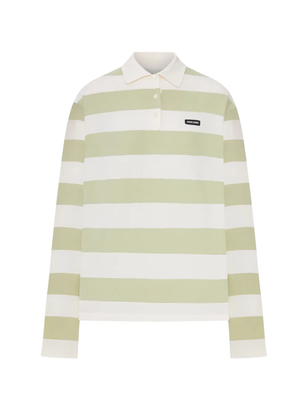 Miu Miu striped jersey long-sleeve polo top - Verde