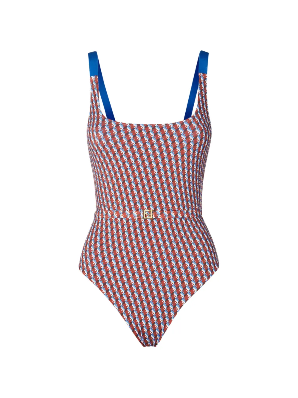 FENDI FF Waves belted swimsuit - Braun