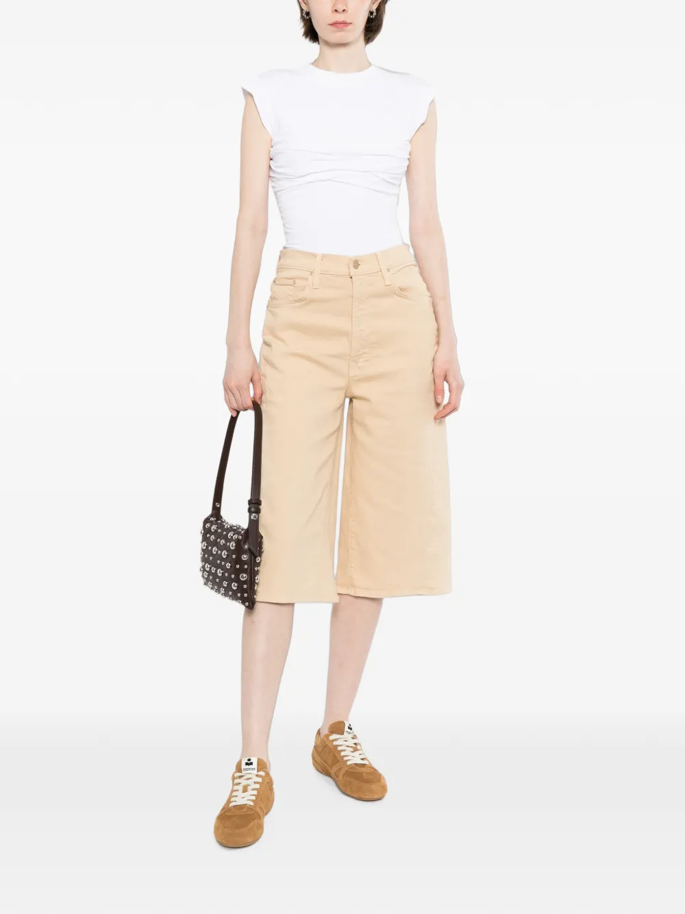 MOTHER Classic denim shorts met vijf zakken Beige
