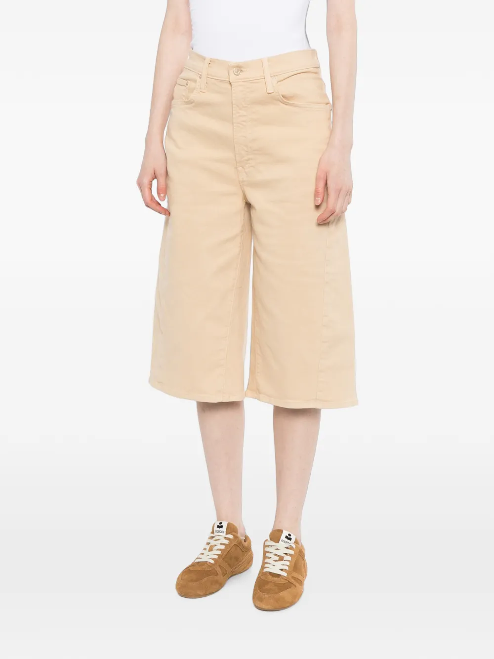 MOTHER Classic denim shorts met vijf zakken Beige