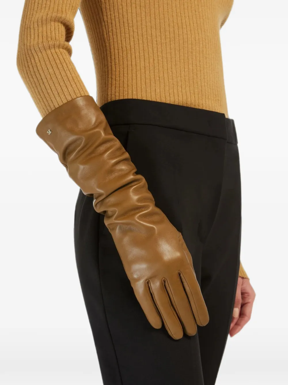 Max Mara Leren handschoenen Bruin