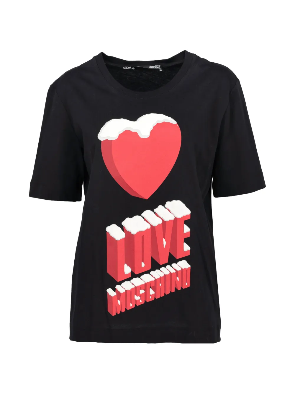 Love Moschino logo-print heart-motif T-shirt - Nero