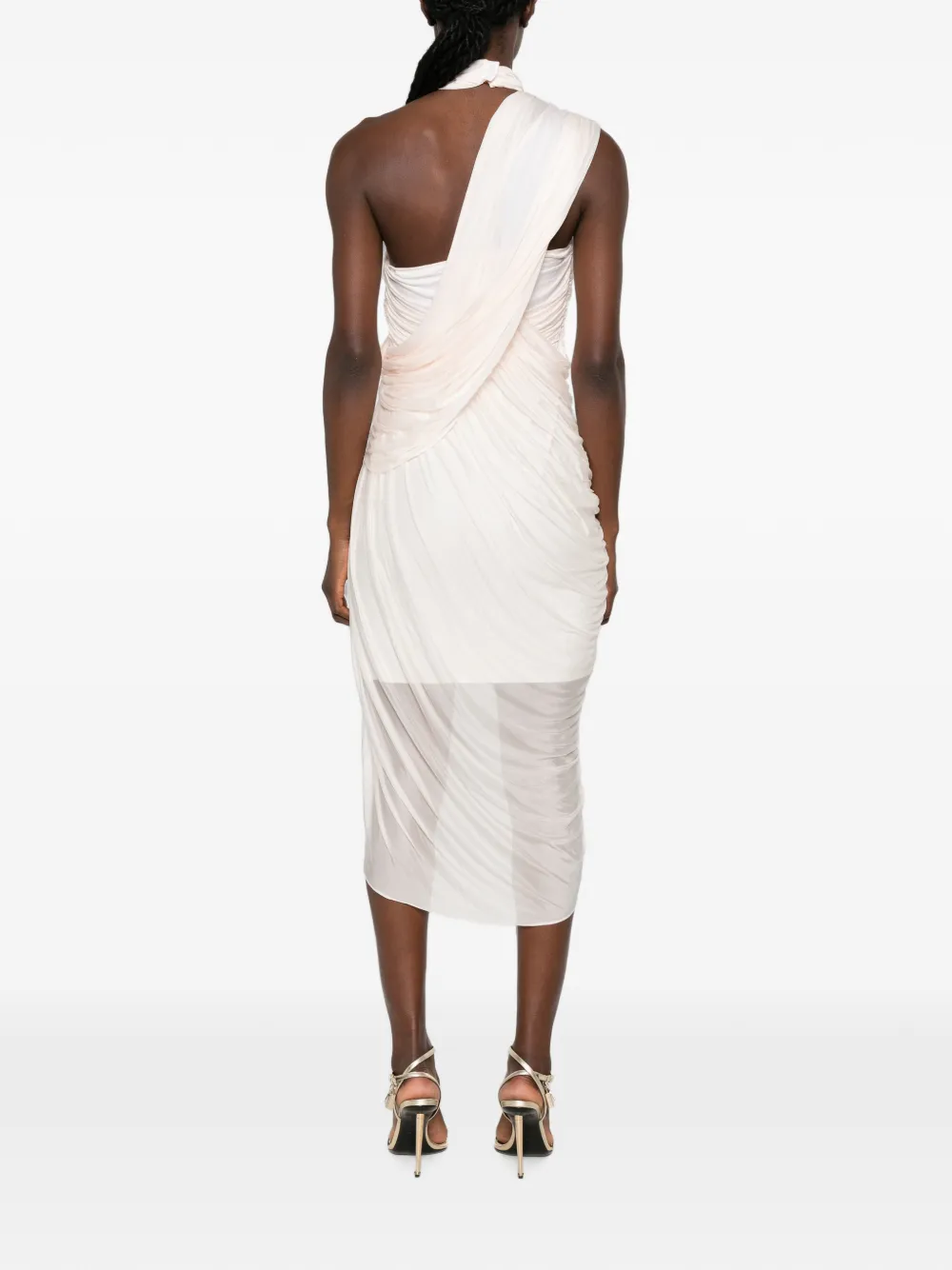 Balmain Gedrapeerde mini-jurk met asymmetrische afwerking Beige