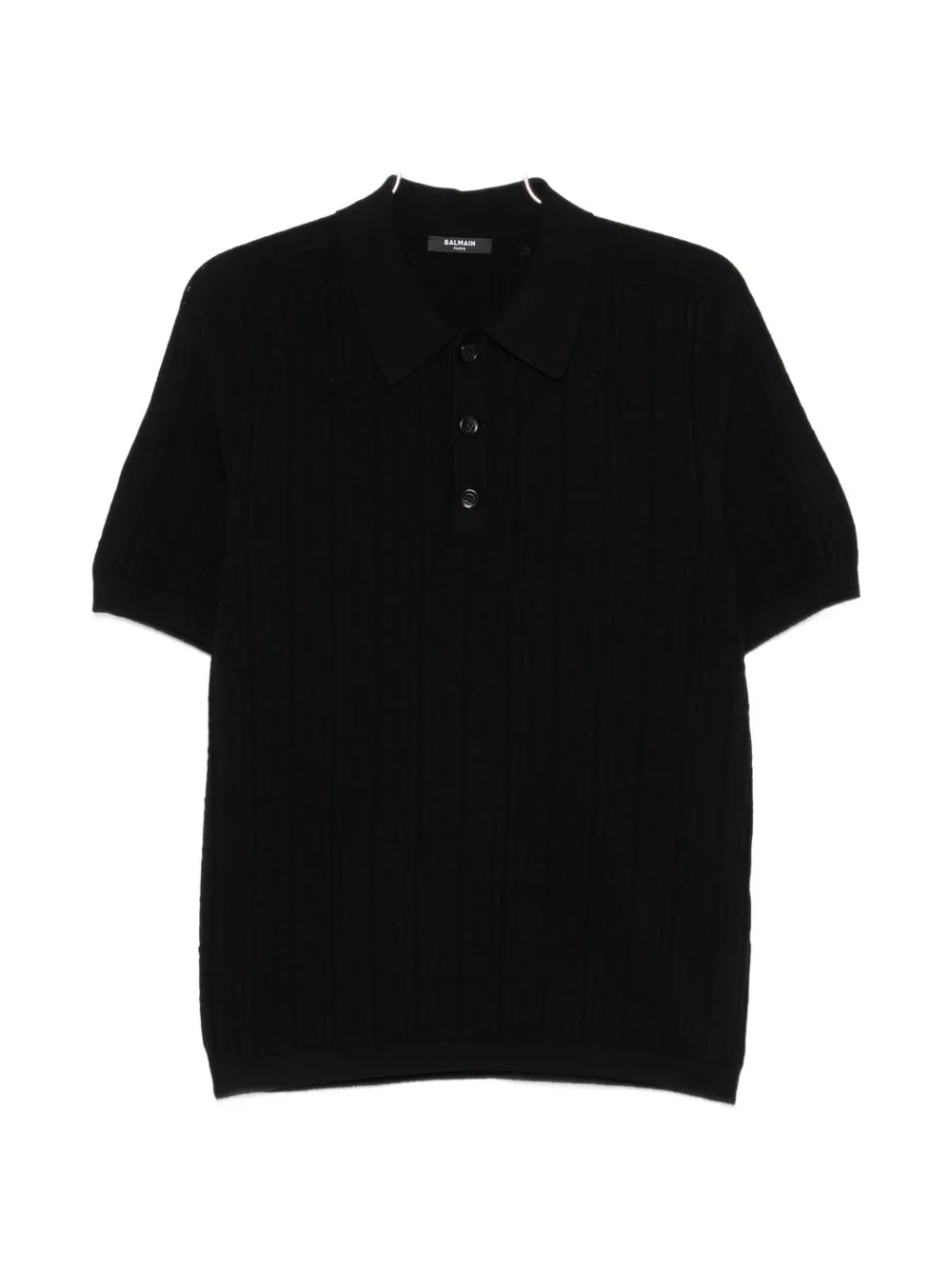 Balmain ribbed-knit polo shirt - Schwarz