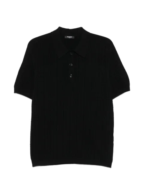 Balmain monogram-knit polo shirt