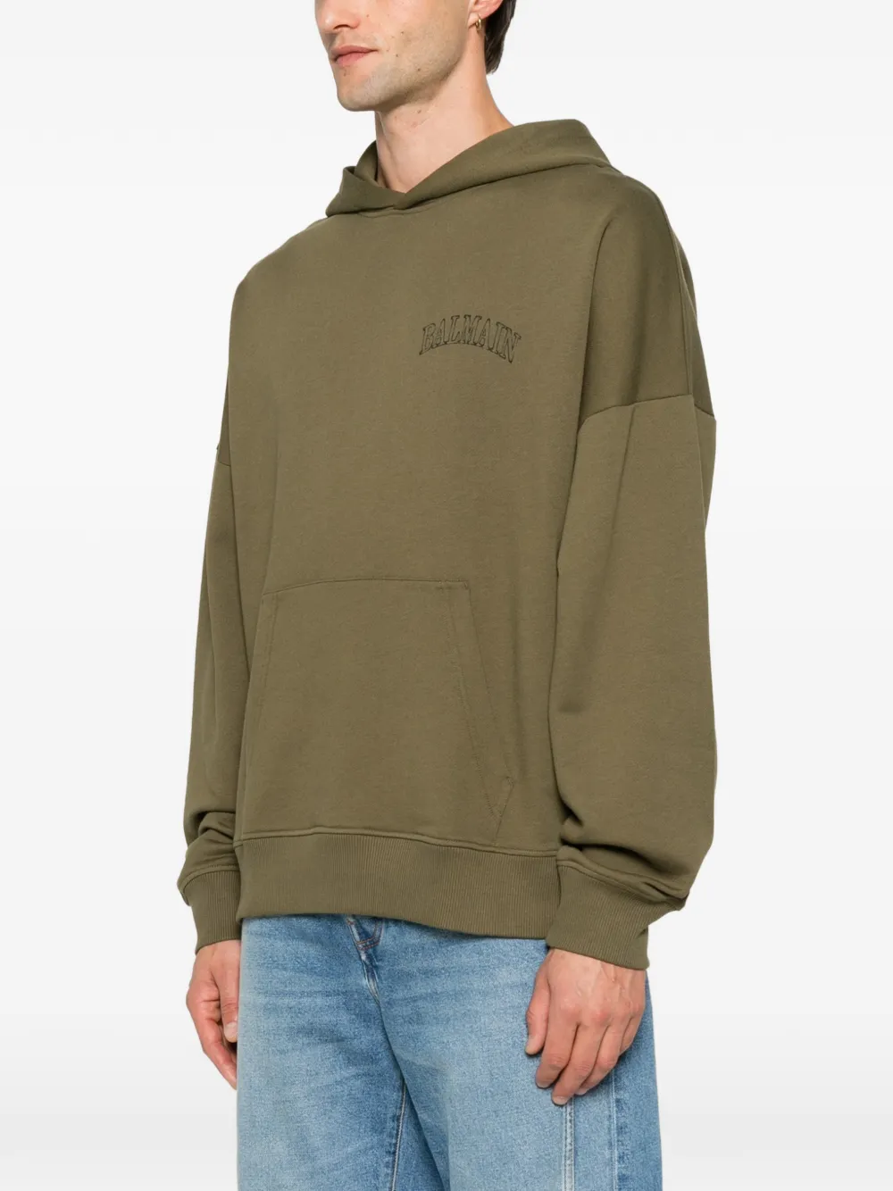 Balmain Katoenen hoodie met logoprint Groen