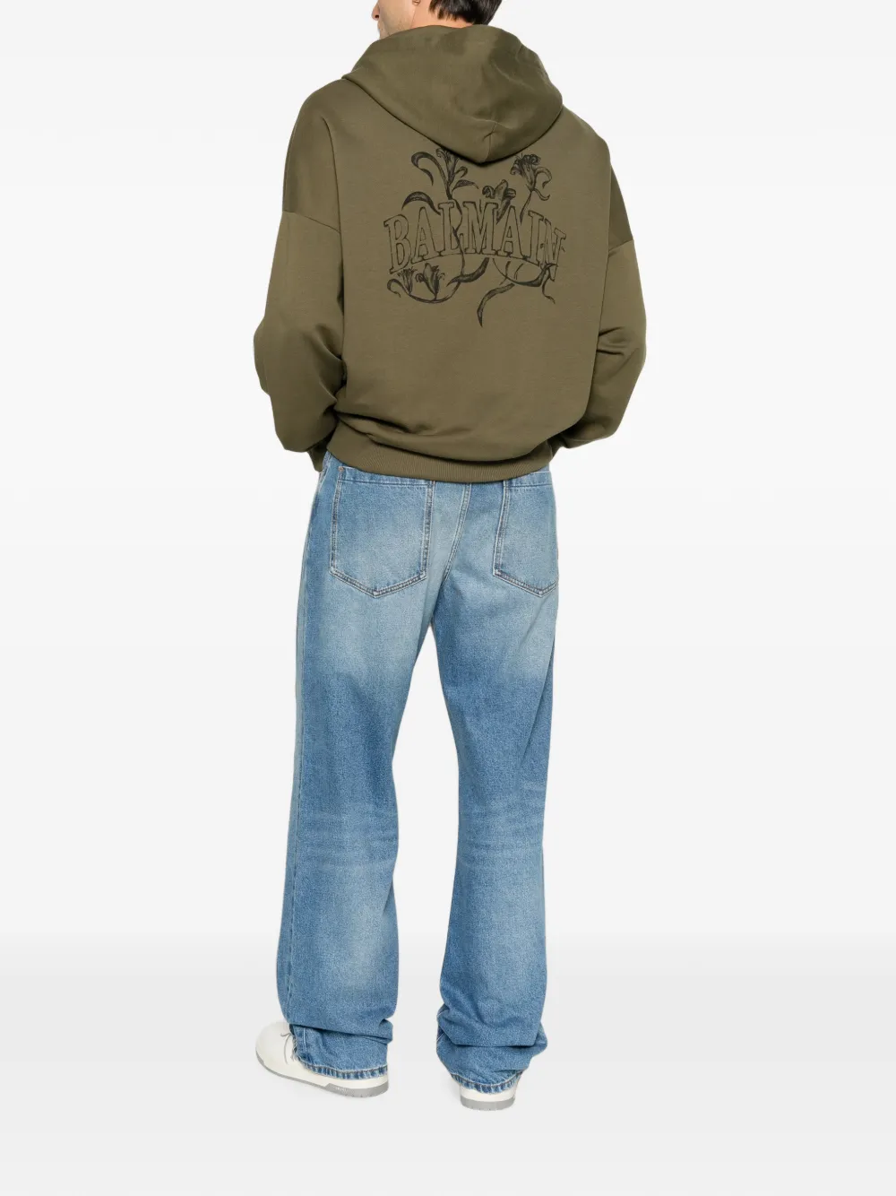Balmain Katoenen hoodie met logoprint Groen