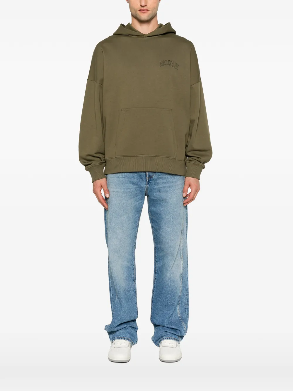 Balmain Katoenen hoodie met logoprint Groen