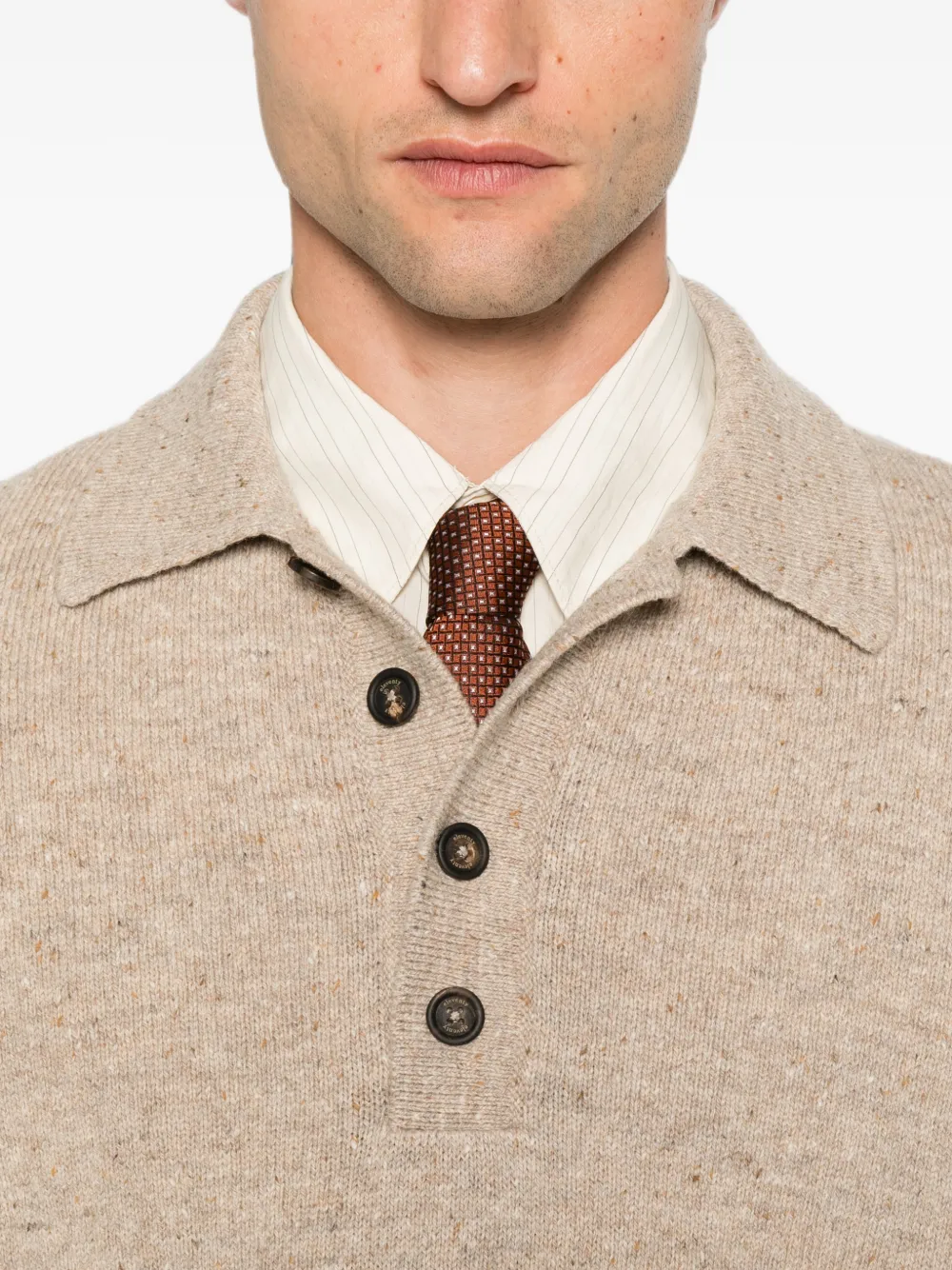 Eleventy Poloshirt met polokraag en knopenbies Beige