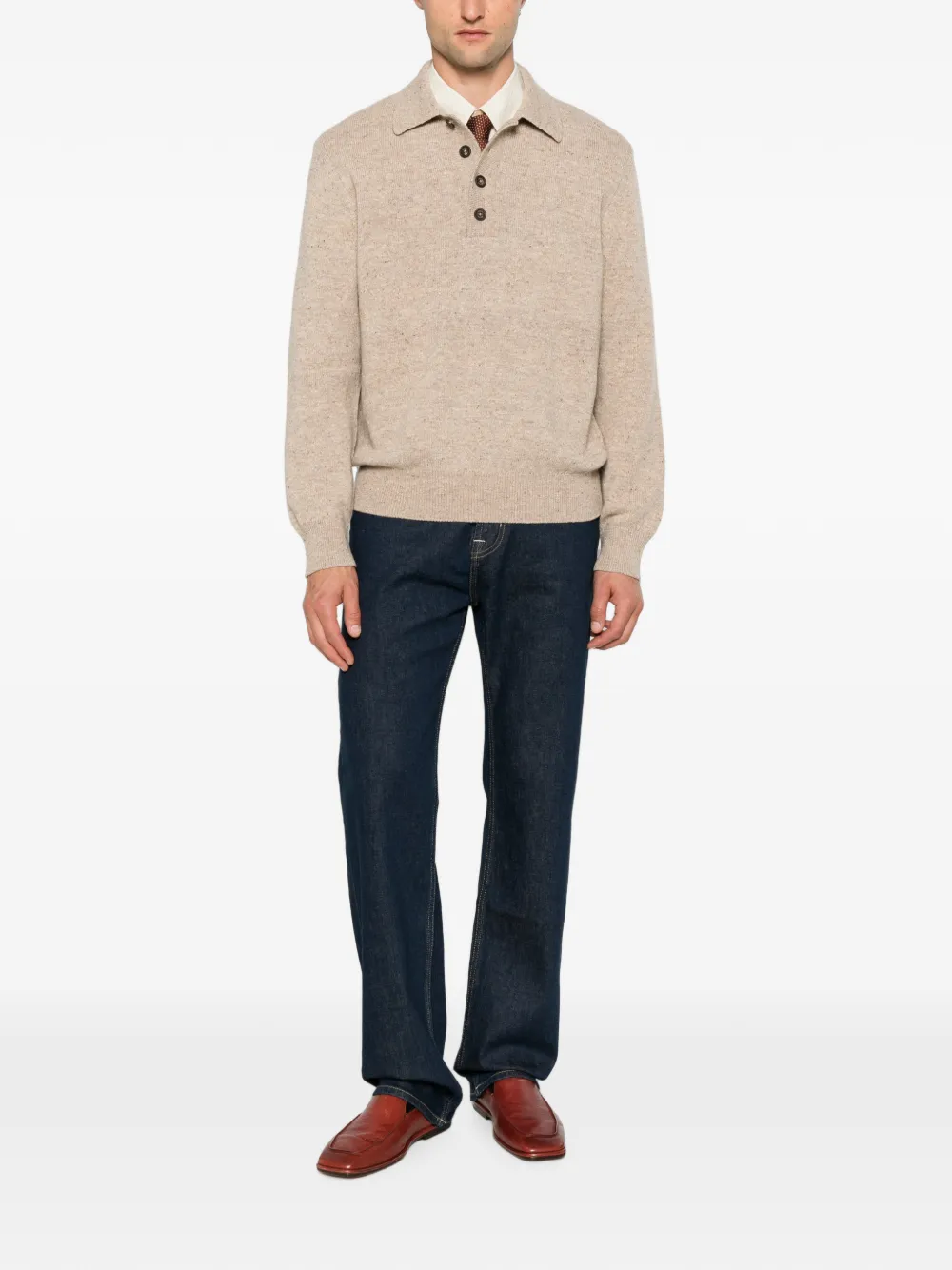 Eleventy Poloshirt met polokraag en knopenbies Beige