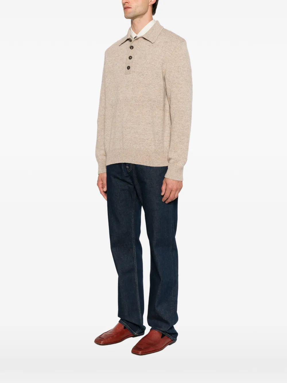 Eleventy Poloshirt met polokraag en knopenbies Beige