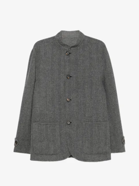 Eleventy herringbone-pattern high-neck coat