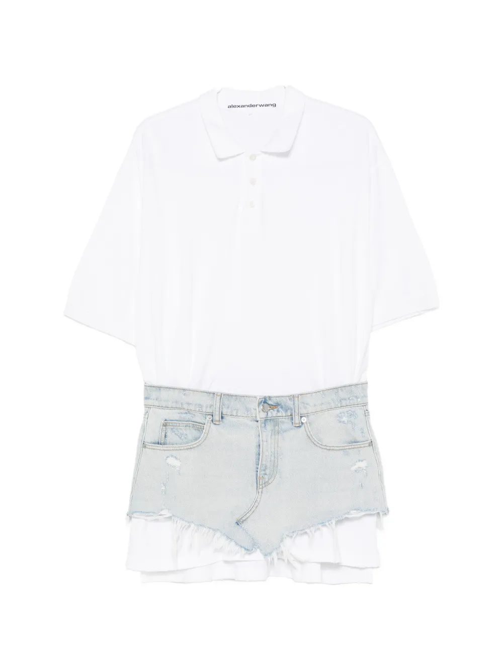 Alexander Wang layered denim-panel mini dress - Bianco